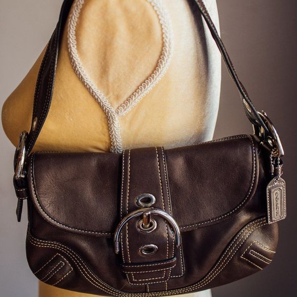 Coach Handbags - Coach Dark Brown Leather Shoulder Bag (F10188)
